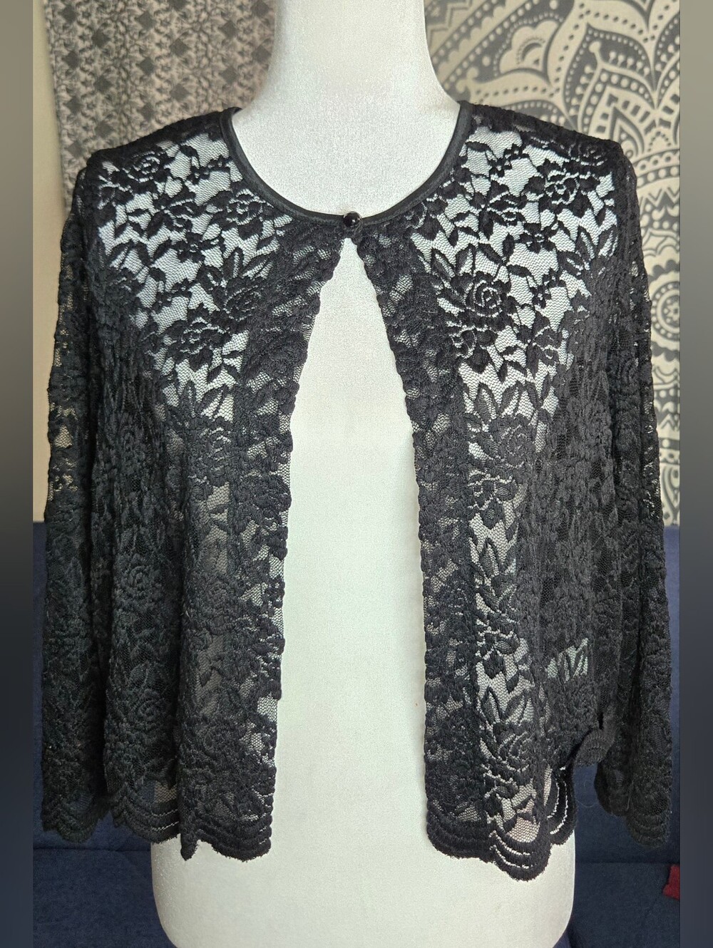 Connected Apparel Floral Lace Cardigan